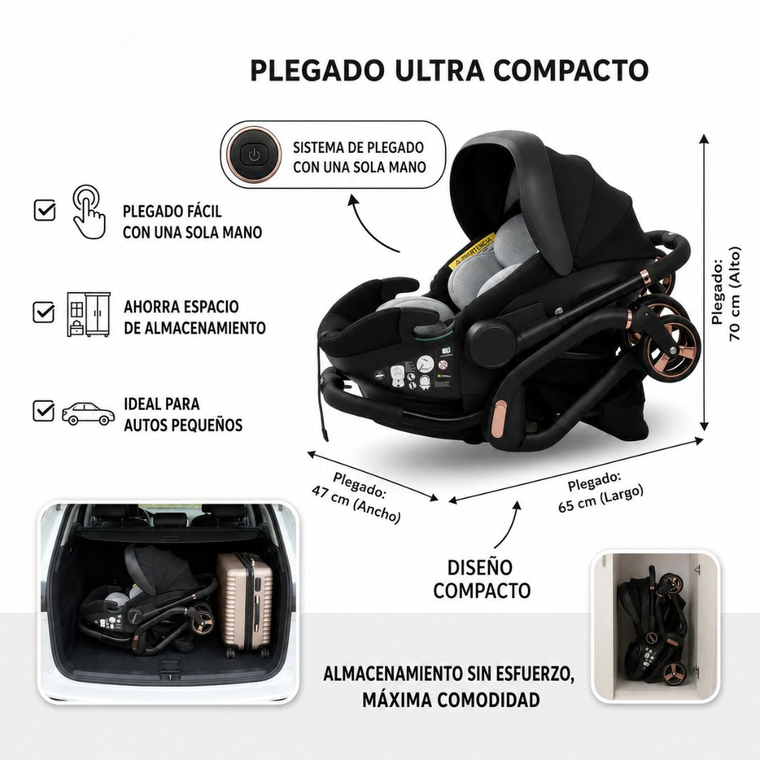 Coche Premium 3 en 1 360° Negro Kidilo detalles