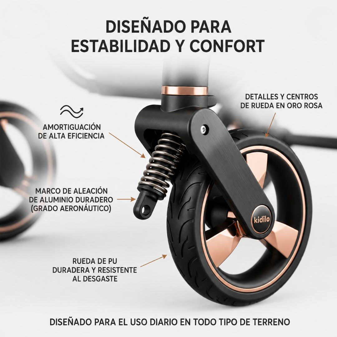 Coche Premium 3 en 1 360° Negro Kidilo rueda