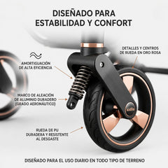 Coche Premium 3 en 1 360° Negro Kidilo rueda