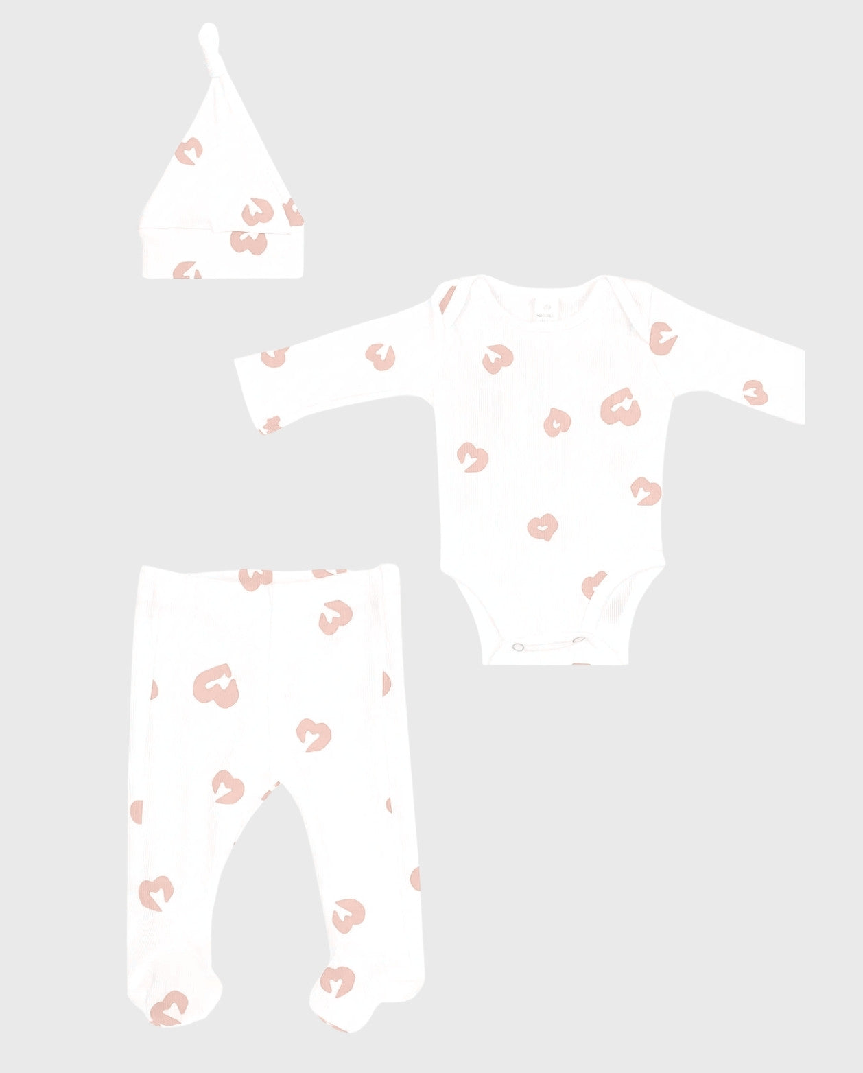 Conjunto 3 Piezas Body Estampado Corazones Rosa