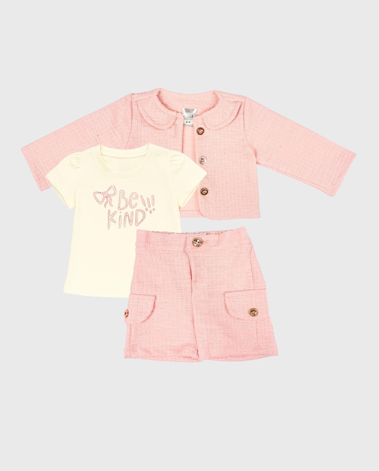 Conjunto 3 Piezas Con Short Rosa