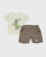 Conjunto Bermuda Dino Cafe