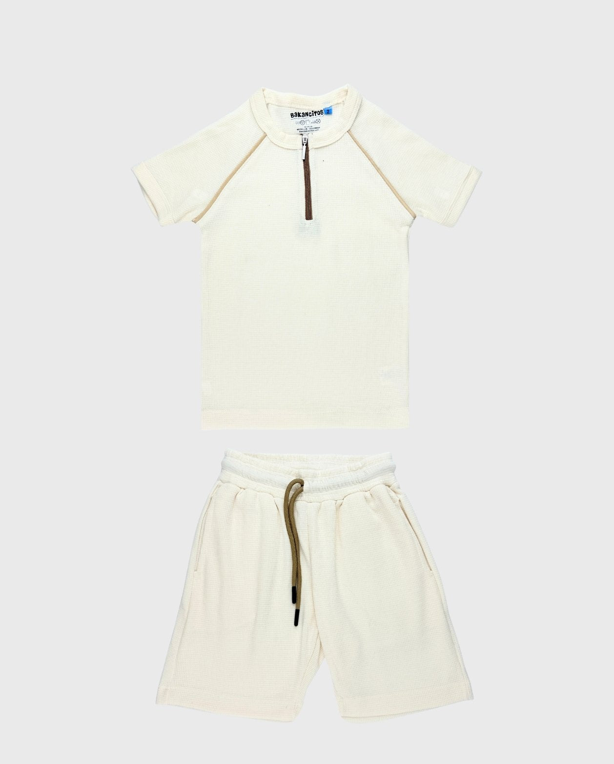 Conjunto Bermuda Galleta Con Cremallera Beige