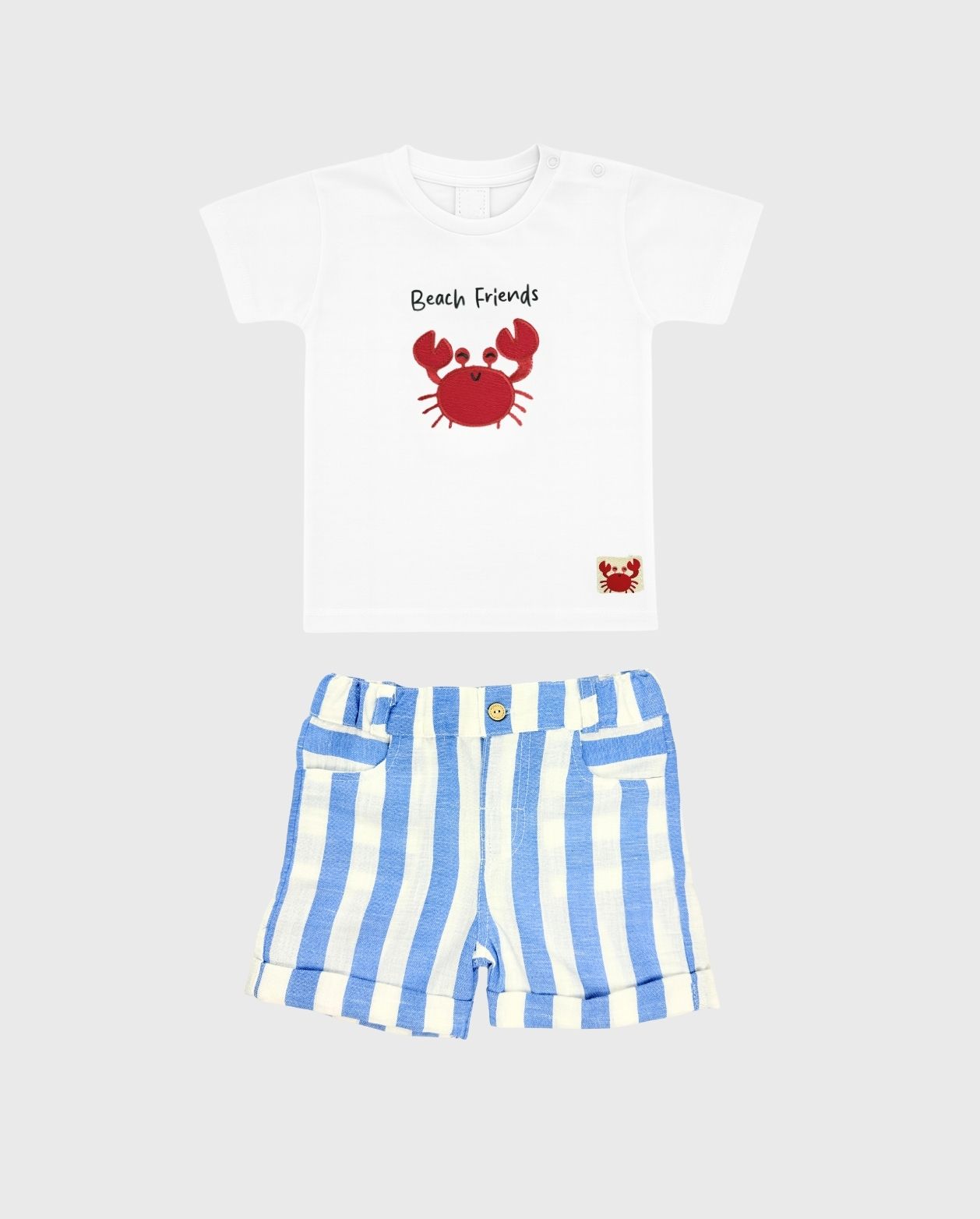 Conjunto Bermuda Rayas Cangrejo