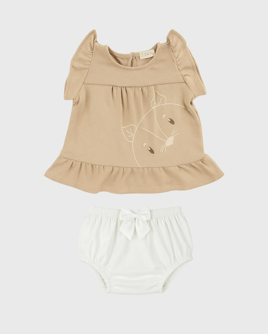 Conjunto Blusa Con Calzón café  