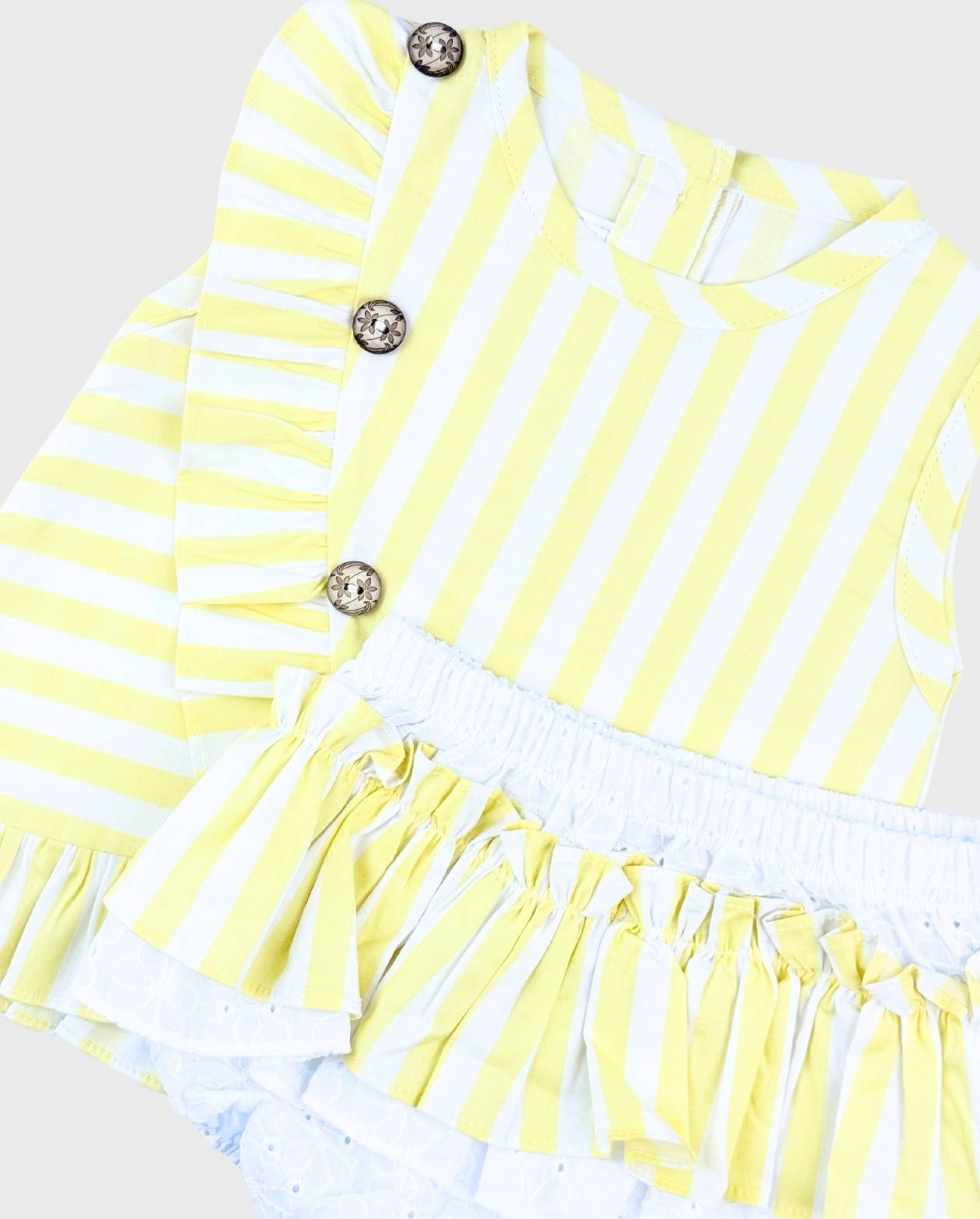 Conjunto Blusa y Panty Rayas Amarillo Detalles