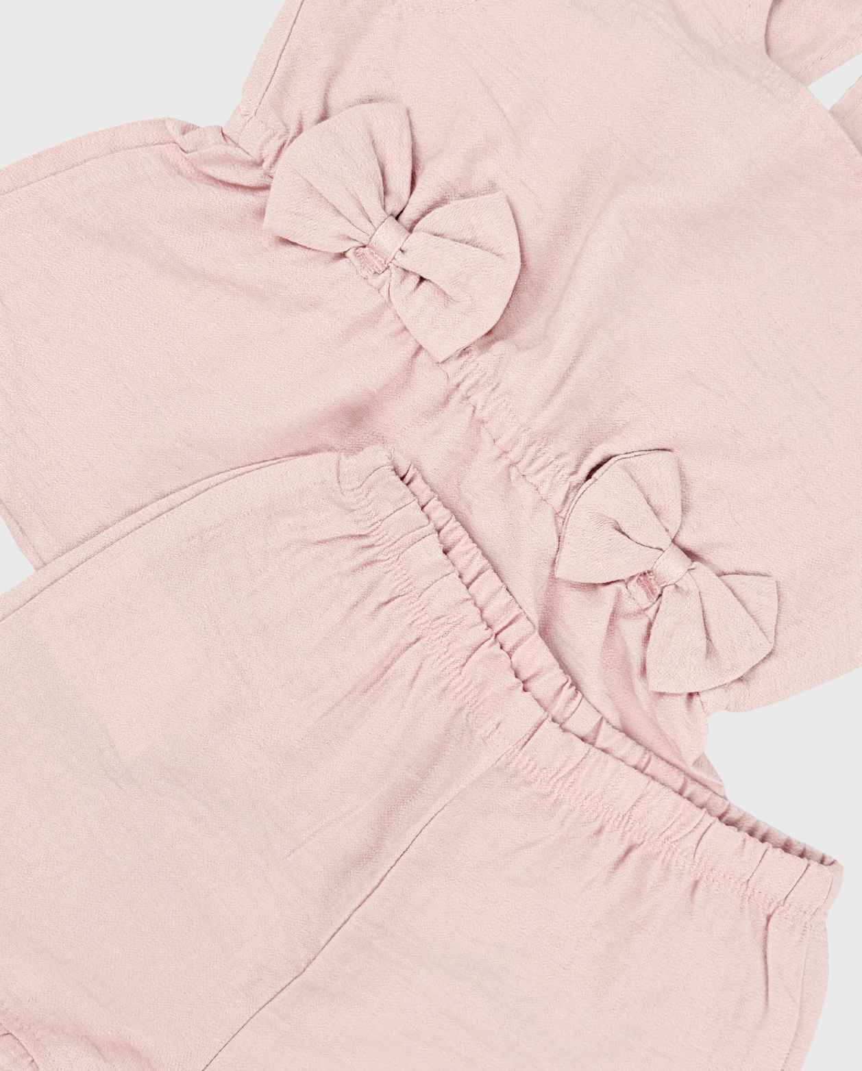 Conjunto Blusón Con Moño y Short Rosa