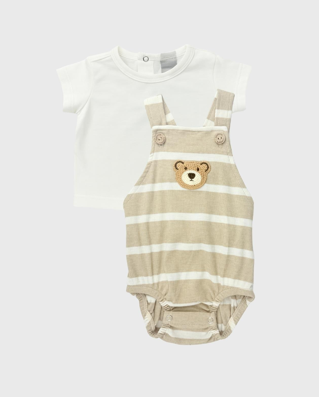 Conjunto Body Bebé Oso Tejido Rayas