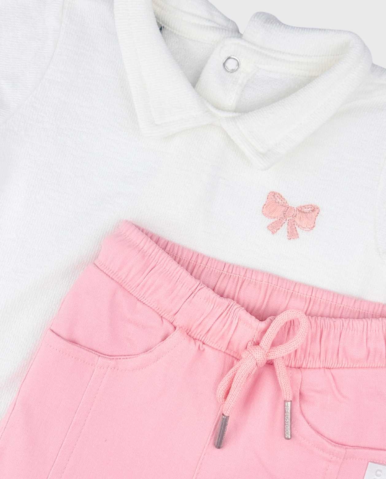 Conjunto Body y Pantalón Con Moño Rosa Pink