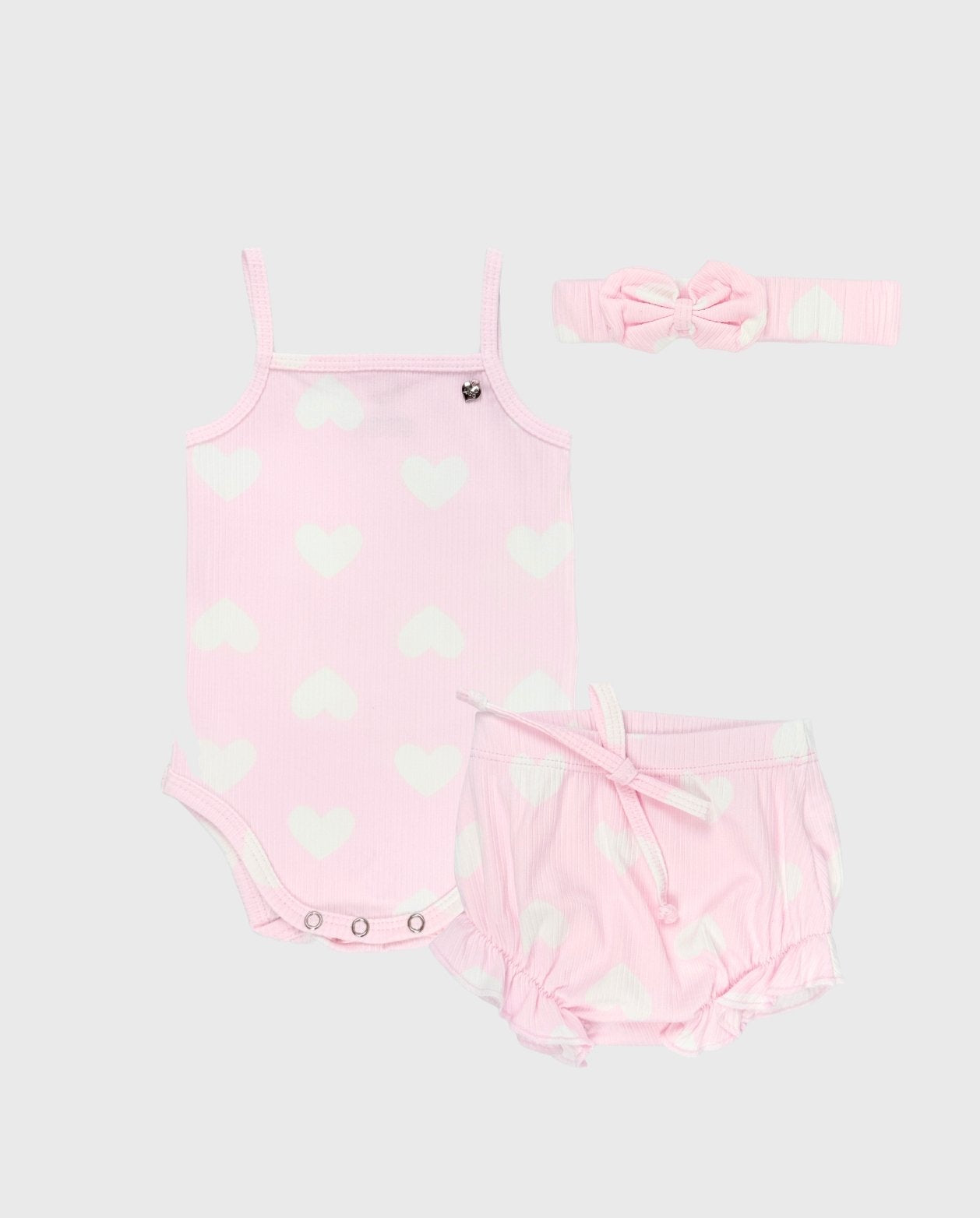 Conjunto Body y Panty Estampado De Corazones Pink