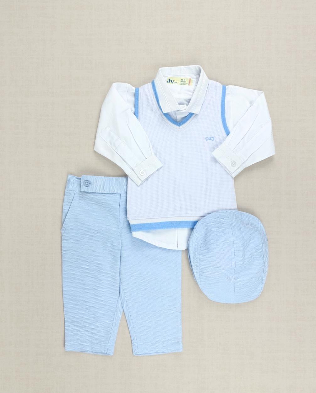 Conjunto Ceremonia Chaleco Tejido Azul