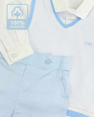 Conjunto Ceremonia Chaleco Tejido Azul