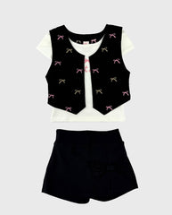 Conjunto De Falda y Chaleco Con Moños
