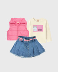 Conjunto Falda Prensada y Chaleco Surtido Pink