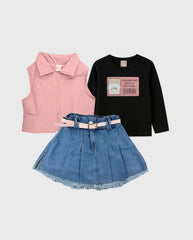 Conjunto Falda Prensada y Chaleco Surtido Negro
