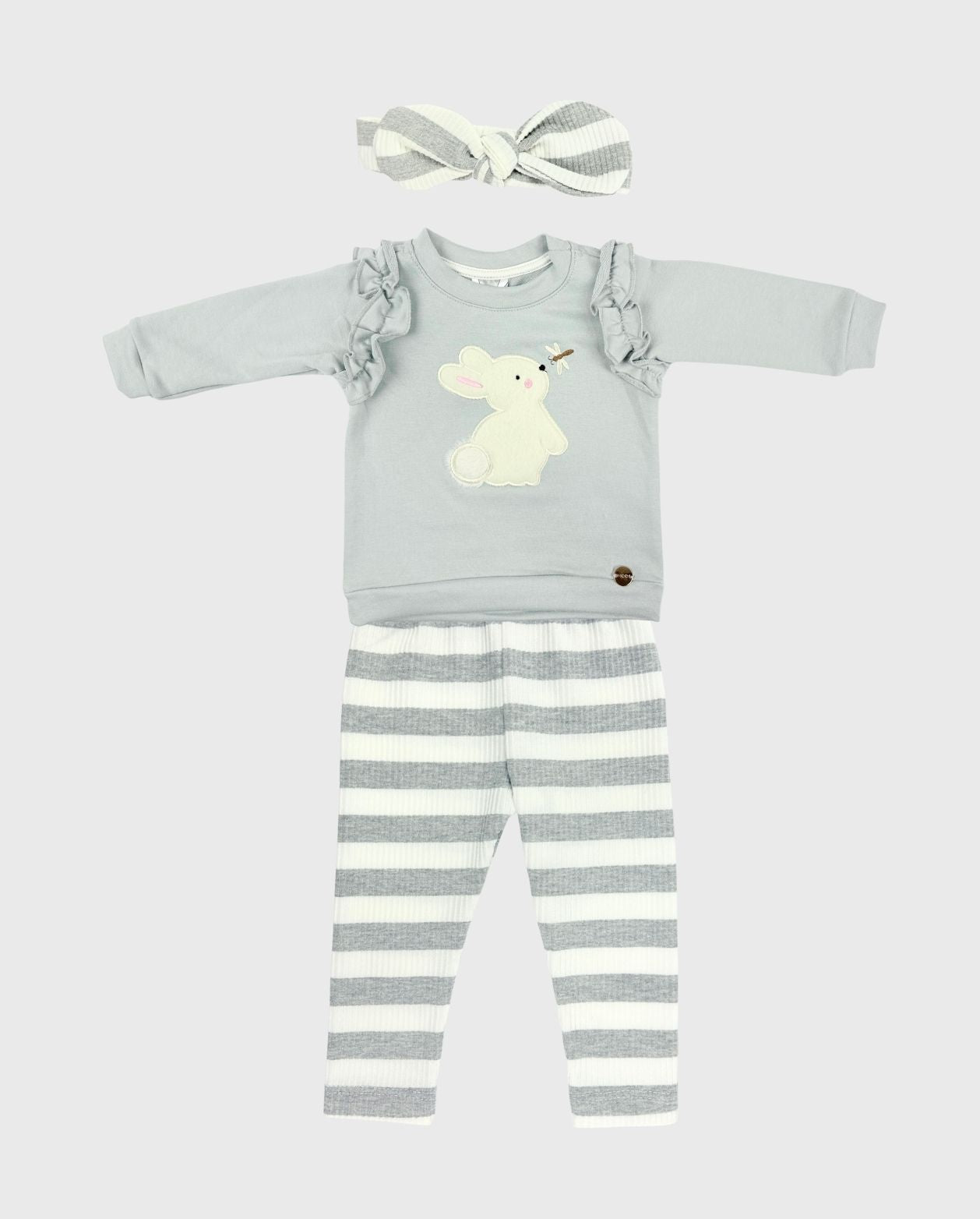 Conjunto Pantalón Rayado Conejo Gris
