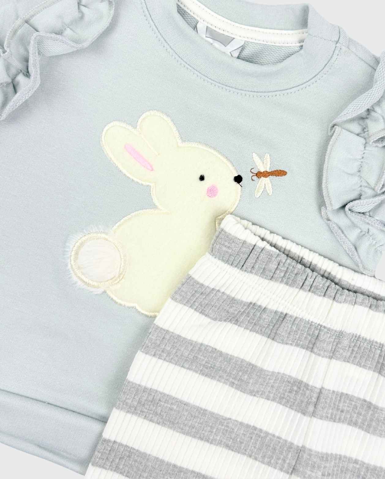 Conjunto Pantalón Rayado Conejo Gris