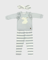Conjunto Pantalón Rayado Conejo Gris