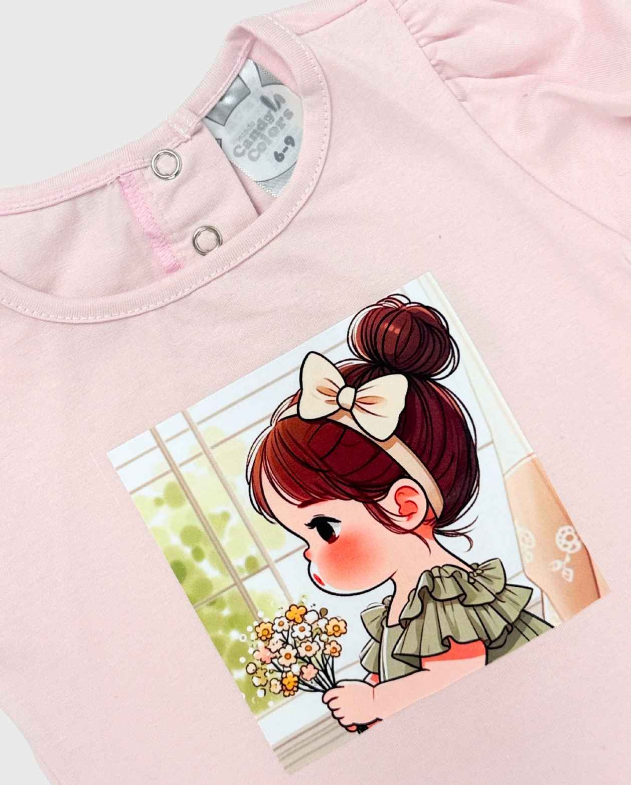 Conjunto Short Denim Con Flor Bordada Travesuras