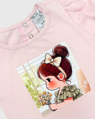 Conjunto Short Denim Con Flor Bordada Travesuras