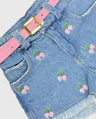 Conjunto Short Jeans Y Body Estampado Cerezas Diseño