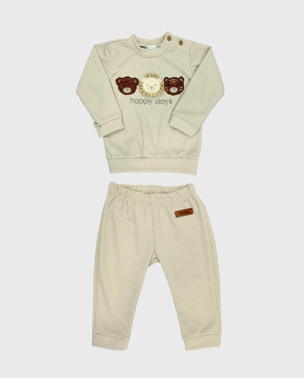 Conjunto Sudadera Con Saco Tela Galleta Osos