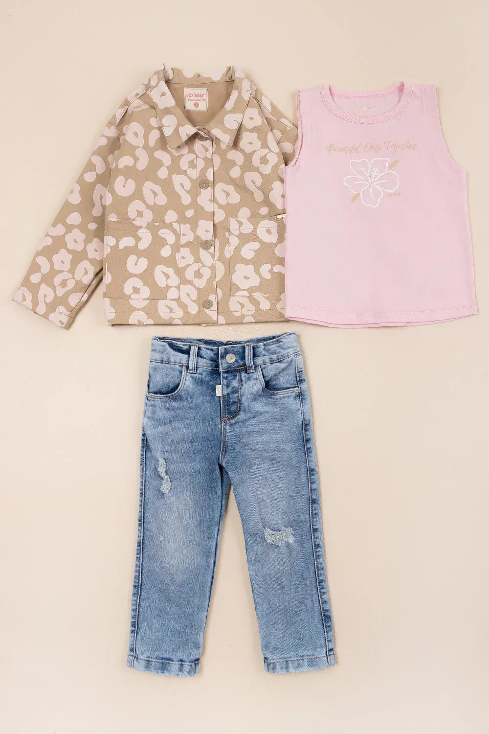 Conjunto 3 Piezas Animal Print Rosa beige 