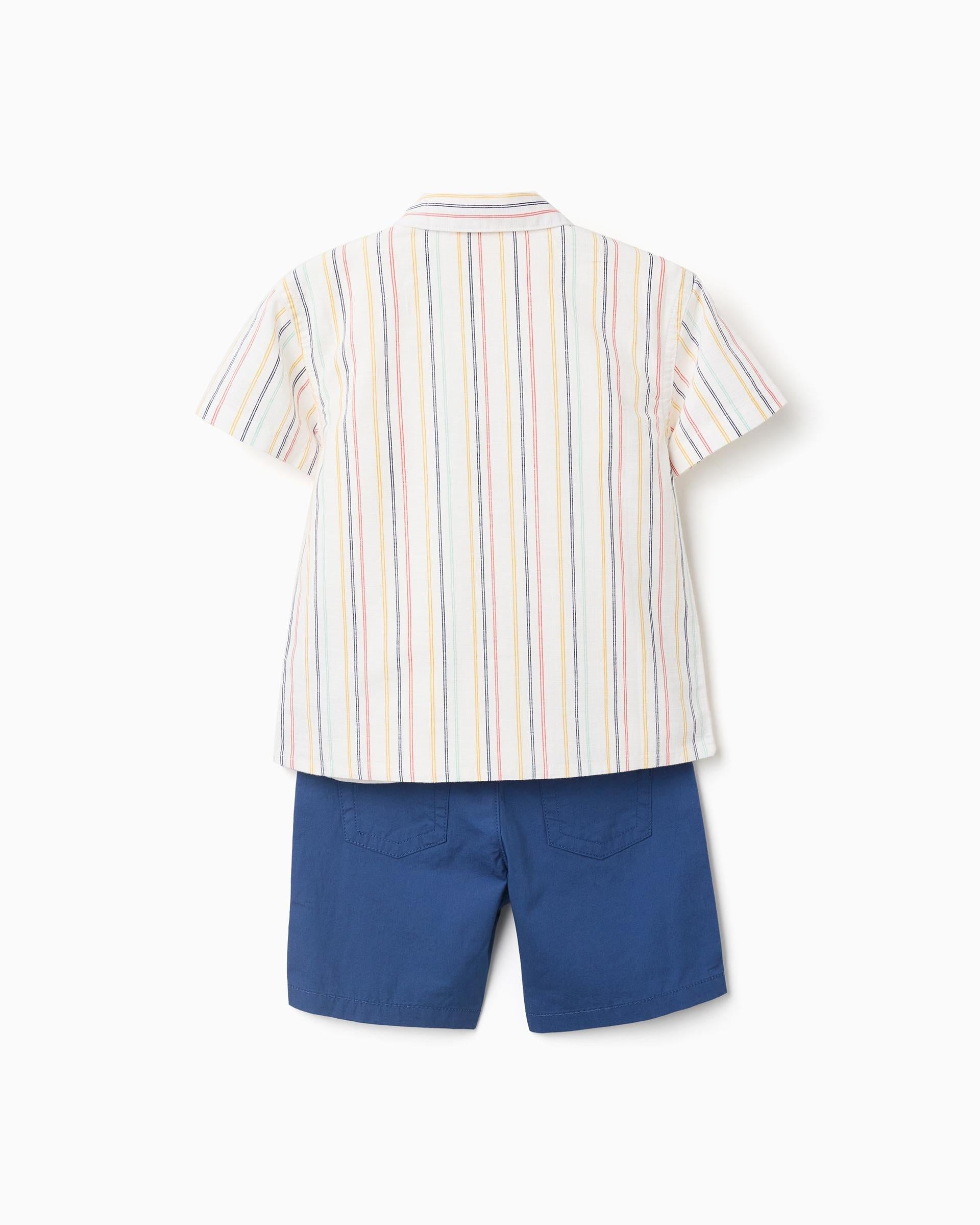 Conjunto 3 Piezas Bermuda Rayas Beige Zippy diseño