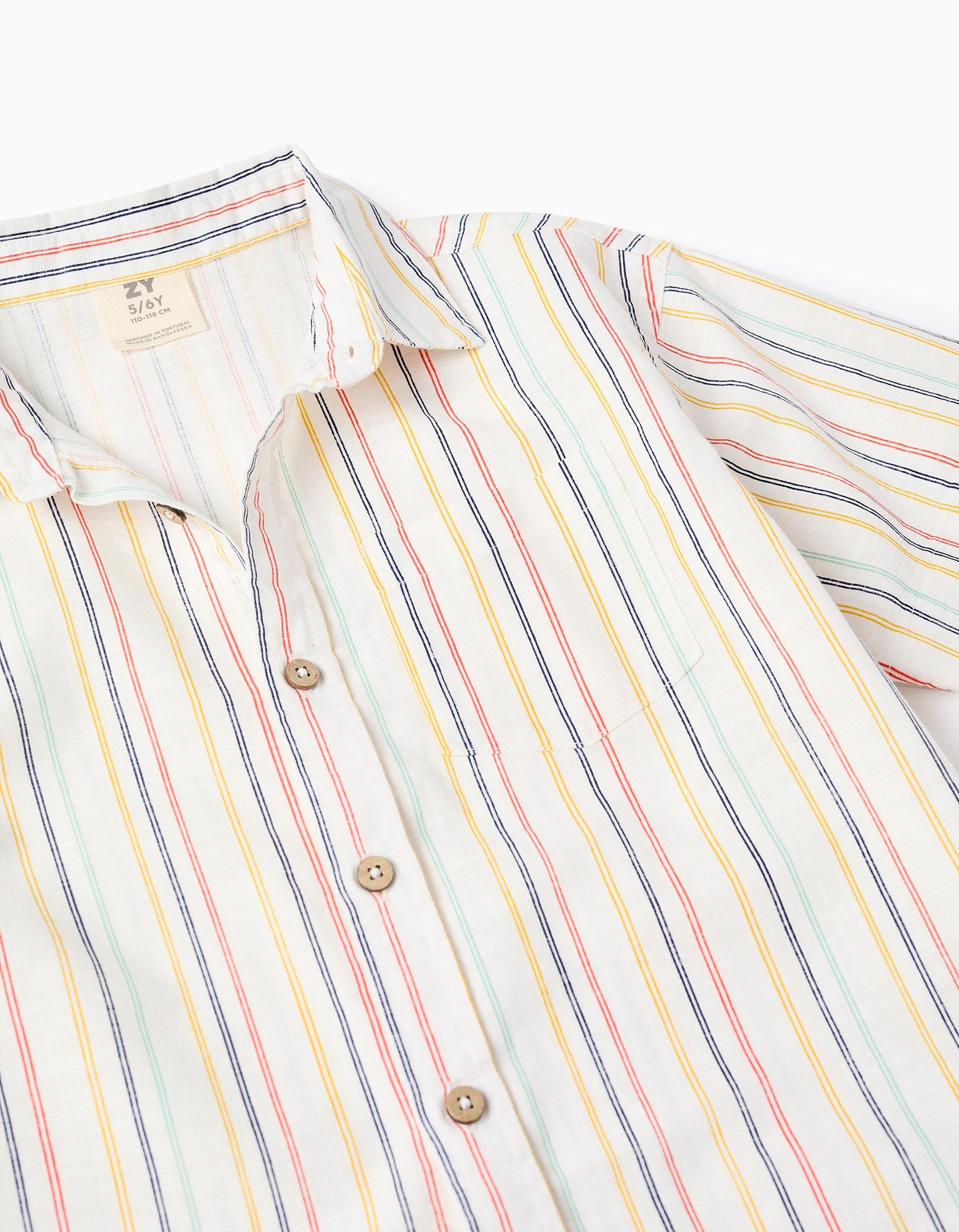 Conjunto 3 Piezas Bermuda Rayas Niño Beige Zippy botones