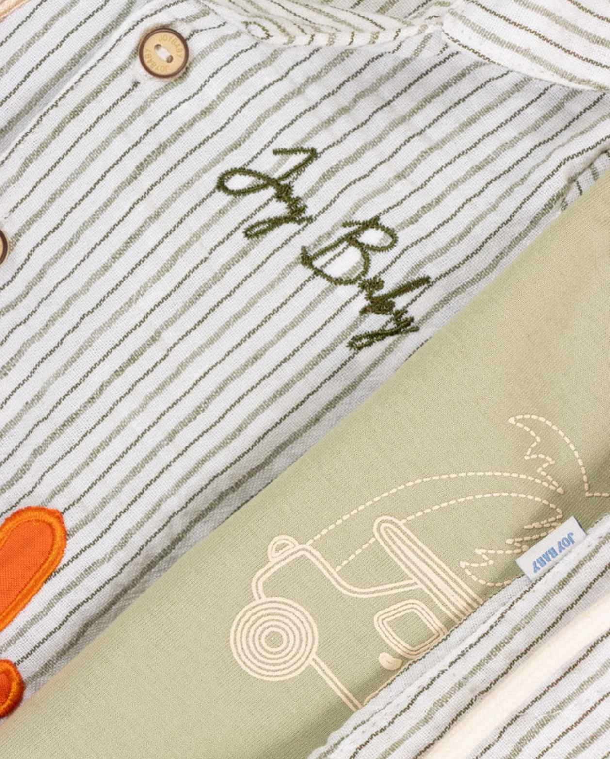 Conjunto 3 Piezas Bermuda Rayas Palmera Detalles Diseño Travesuras