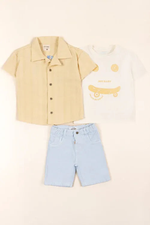 Conjunto 3 Piezas Camisa Adventure amarillo