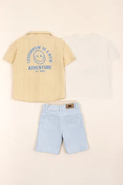 Conjunto 3 Piezas Camisa Adventure amarillo diseño