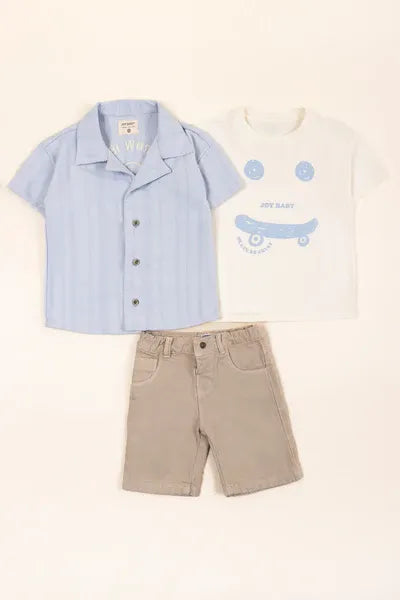 Conjunto 3 Piezas Camisa Adventure azul