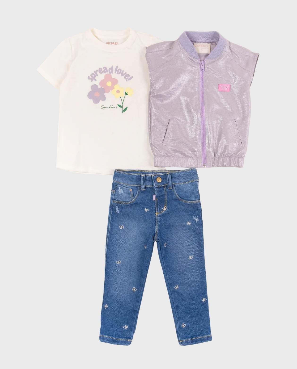 Conjunto 3 Piezas Chaleco Brillos Lila