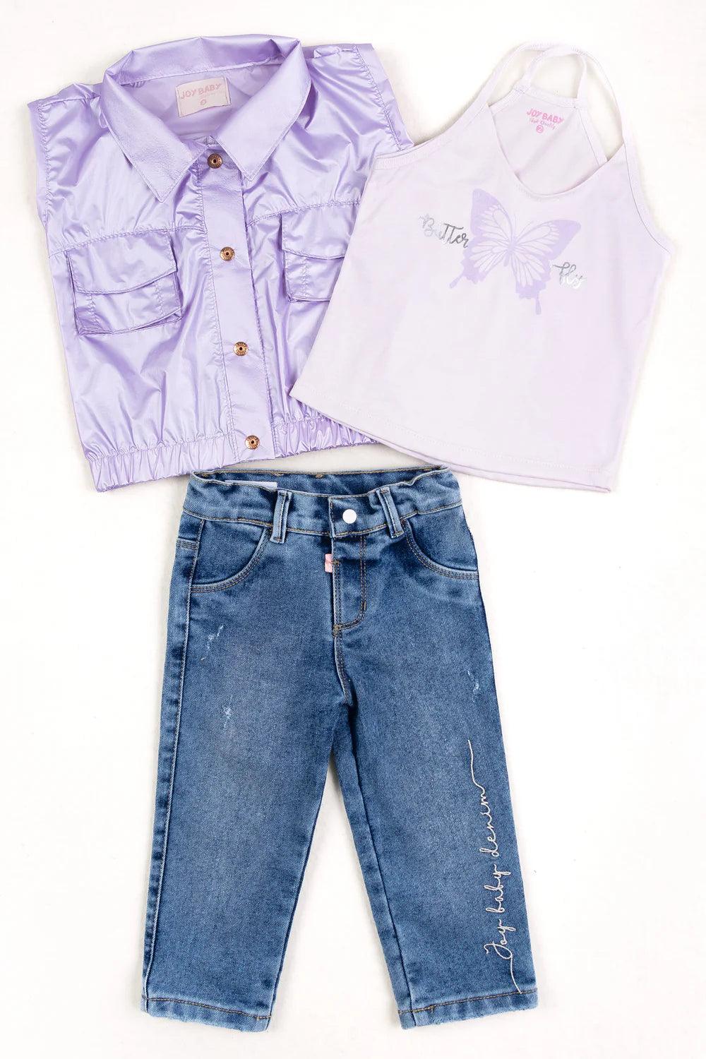 Conjunto 3 Piezas Chaleco Metalizado lila