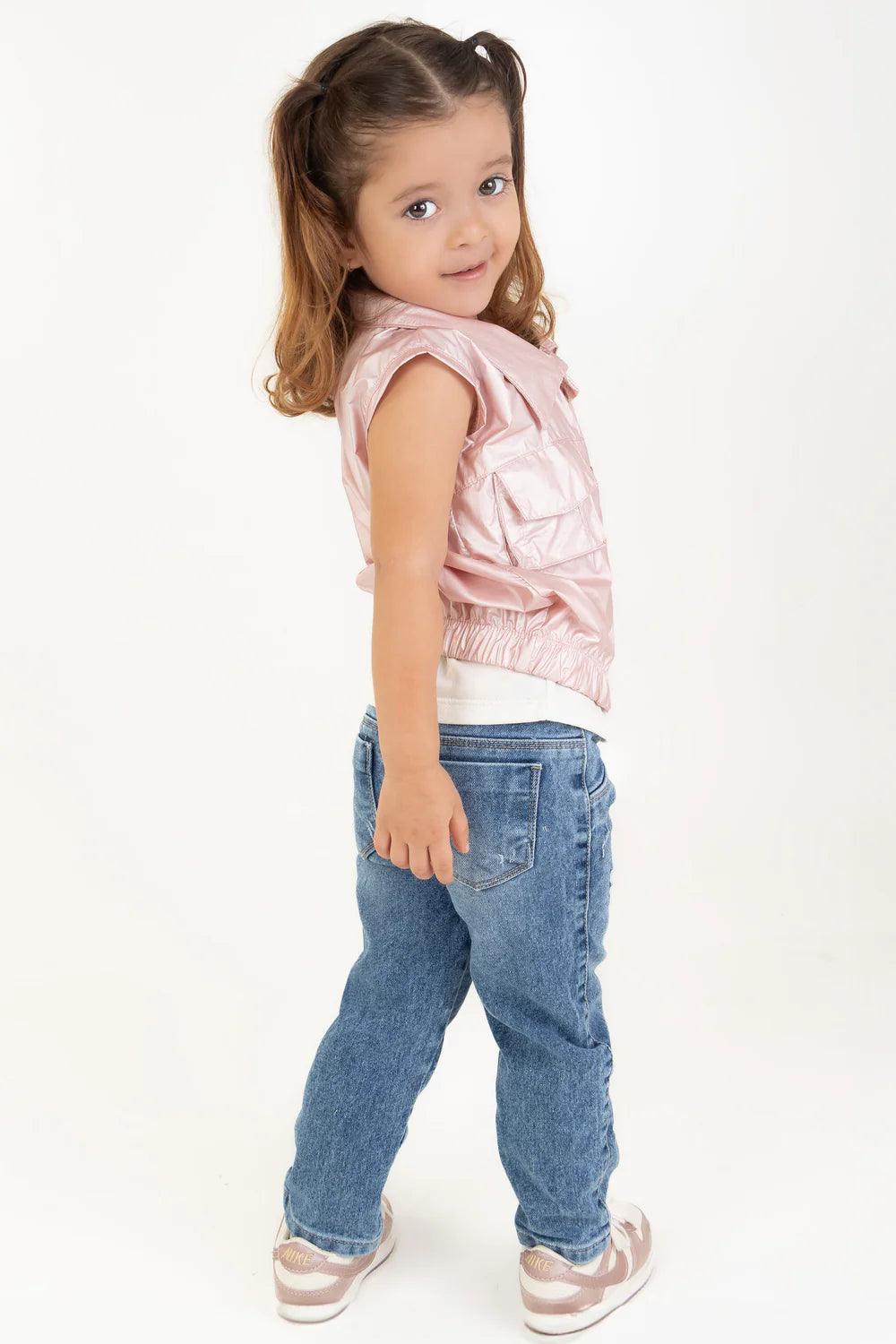 Conjunto 3 Piezas Chaleco Metalizado niña  estilo