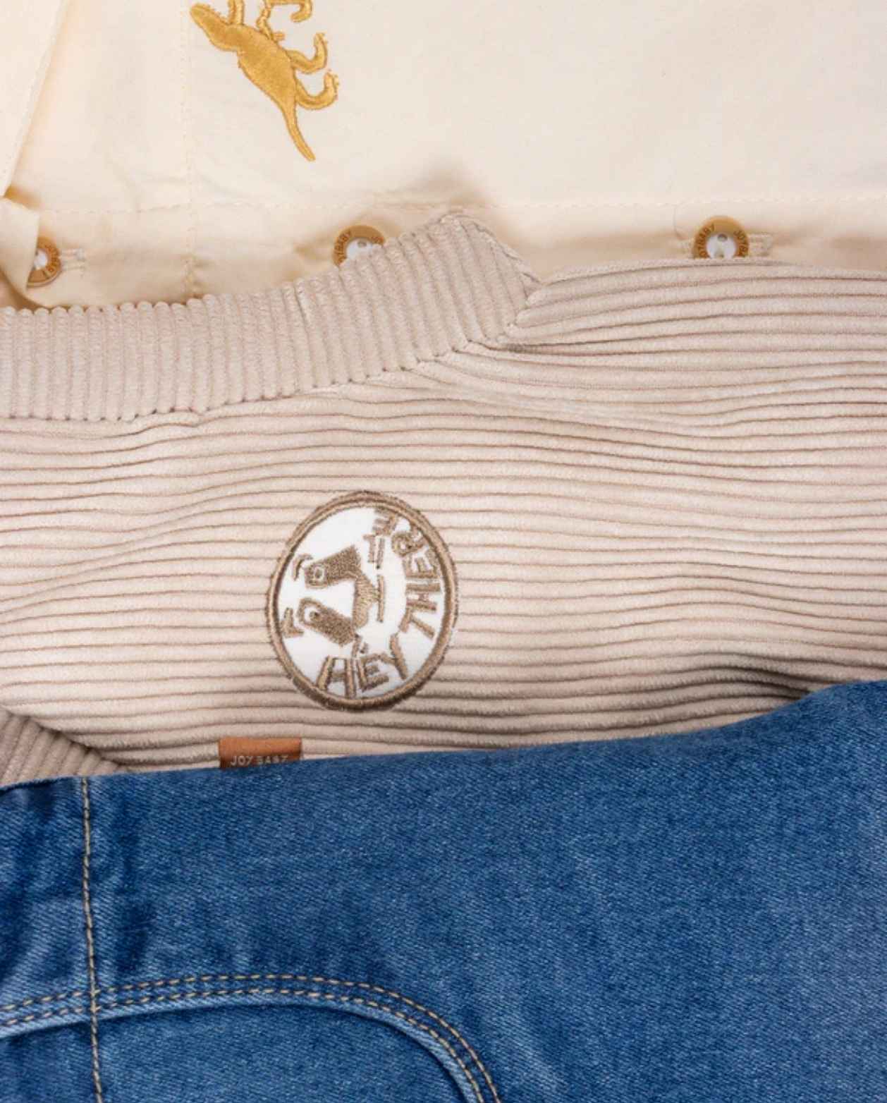 Conjunto 3 Piezas Chaleco Pana Beige Detalles Textura