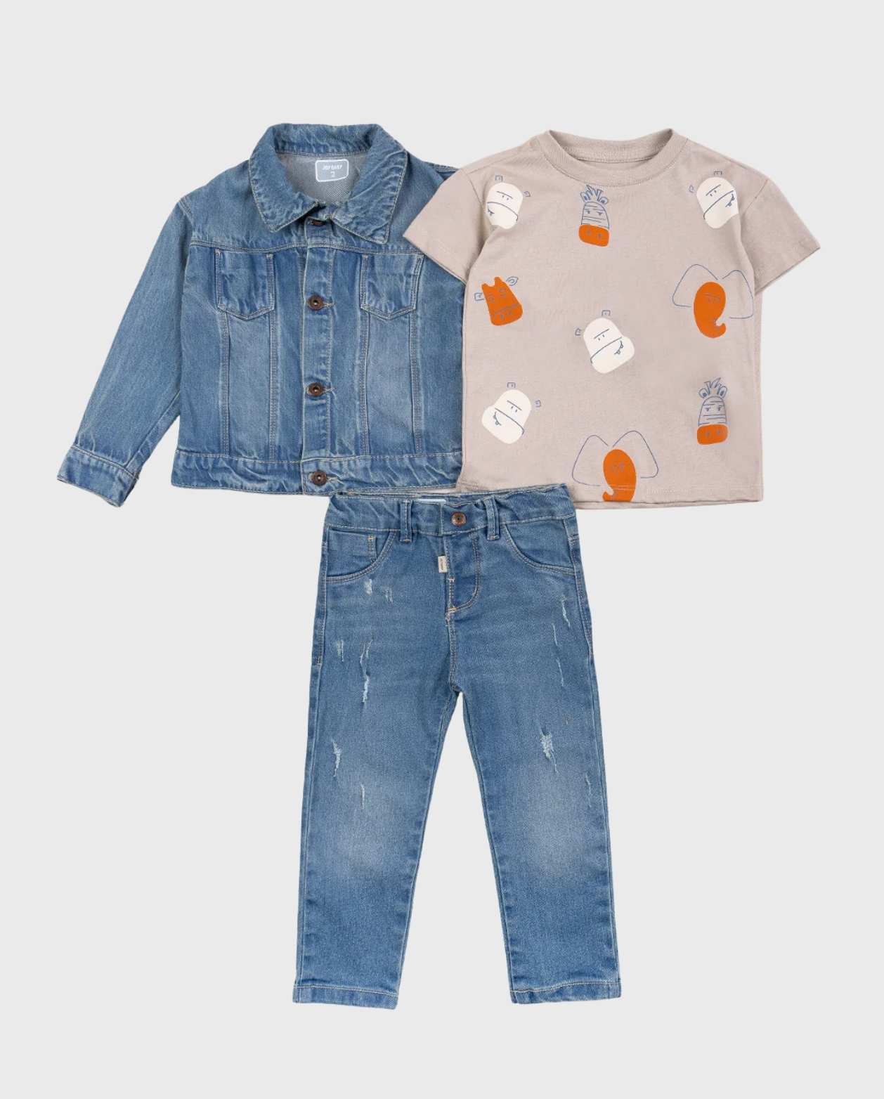 Conjunto 3 Piezas Chaqueta Denim Animales