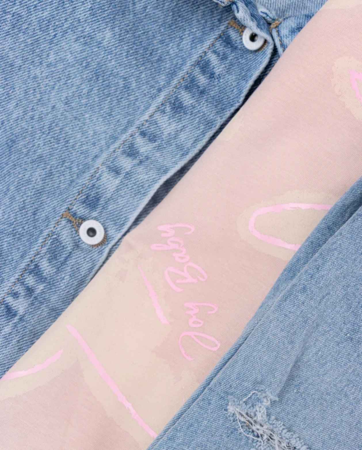 Conjunto 3 Piezas Denim Blusa Corazones Detalles Travesuras