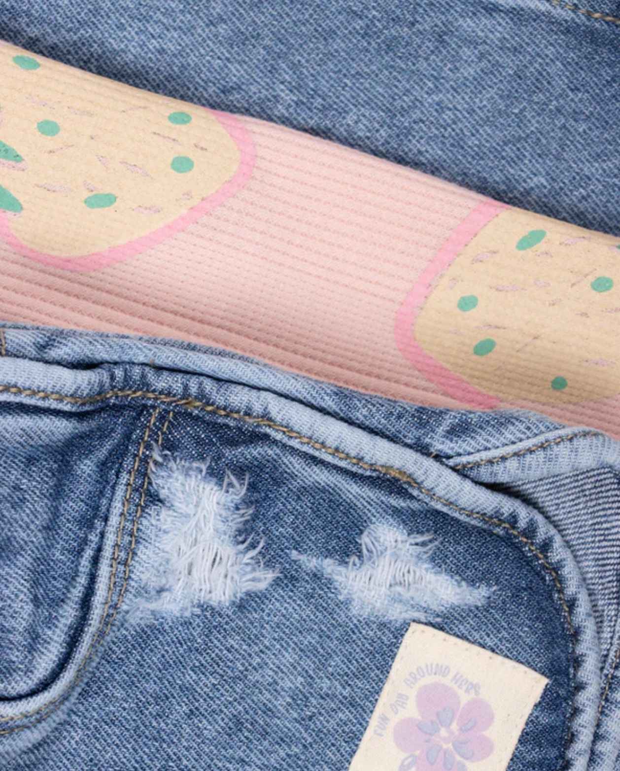 Conjunto 3 Piezas Denim Fresas Detalles