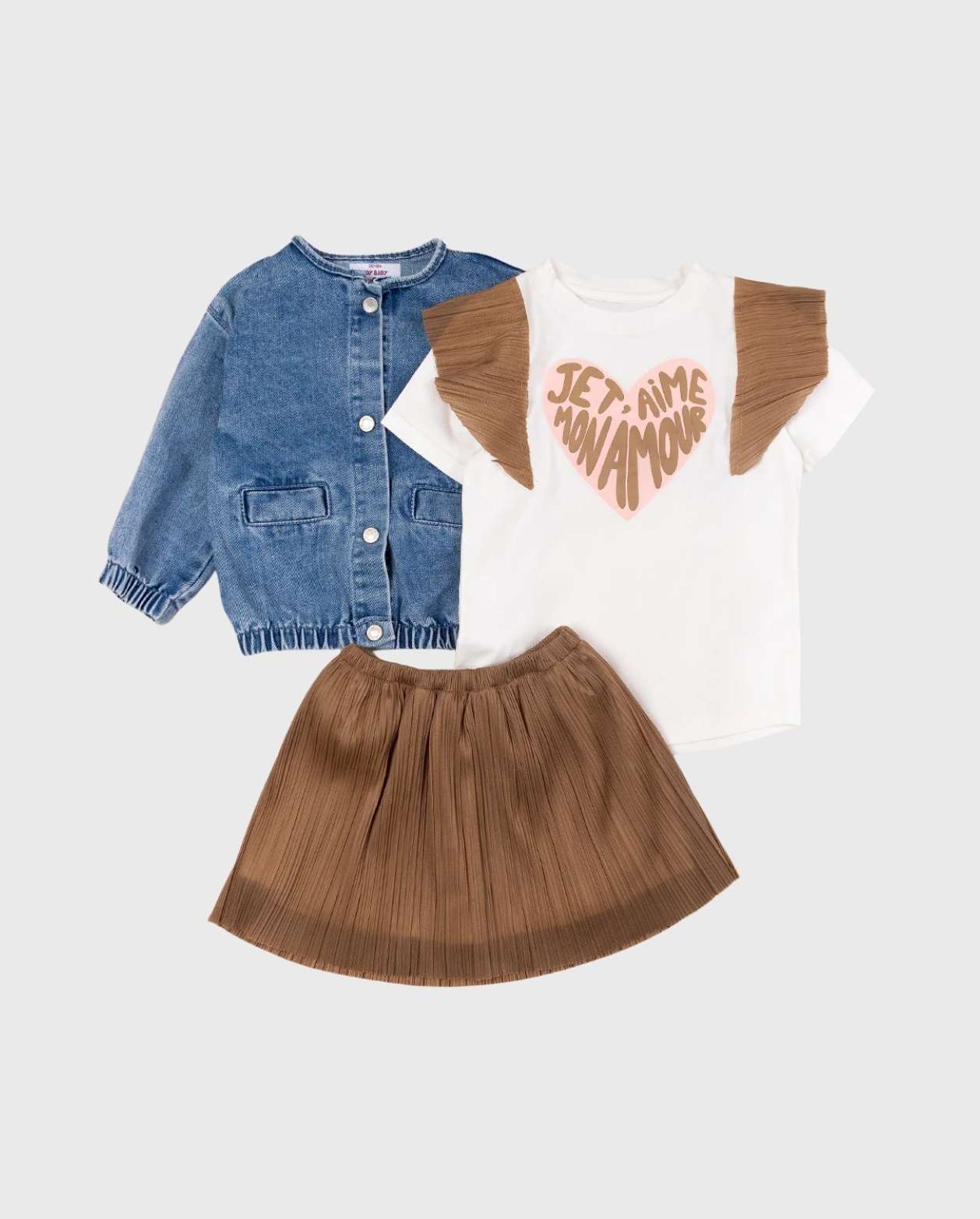 Conjunto 3 Piezas Falda Plisada Corazon