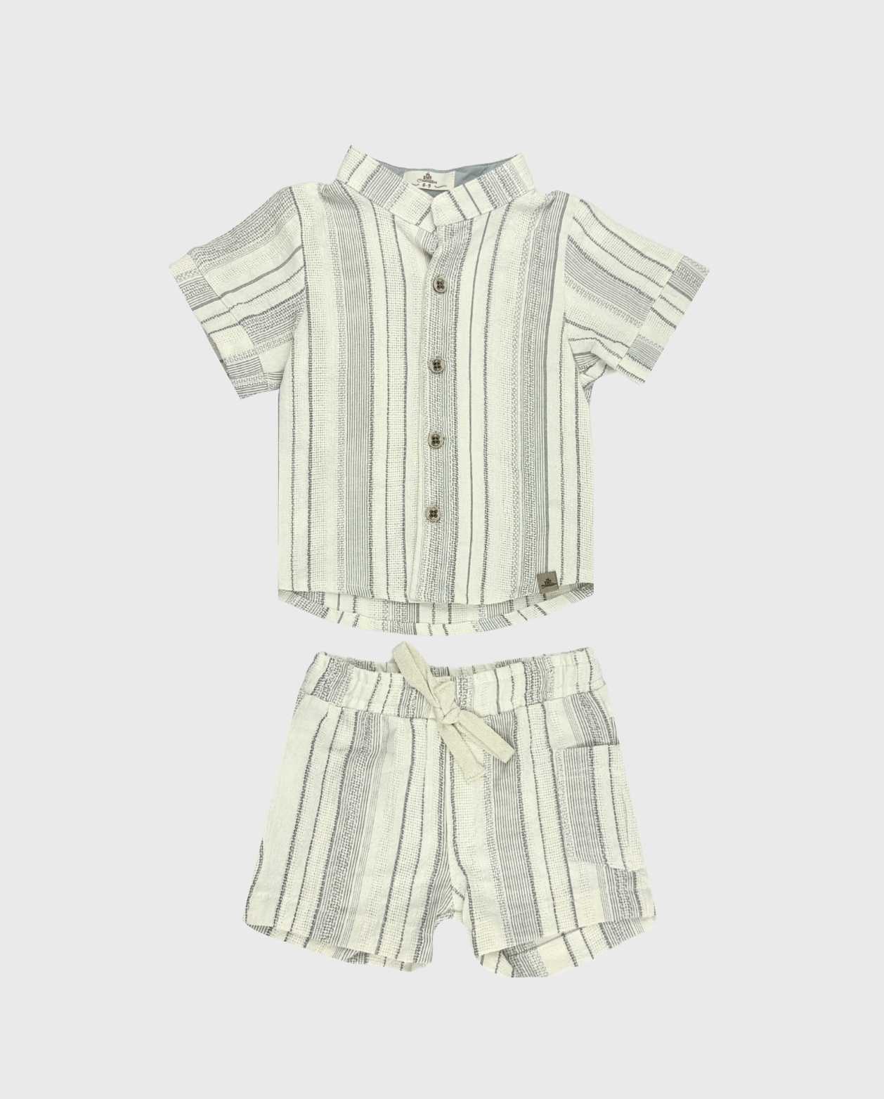 Conjunto Bermuda Bolsillos Rayas Bebe