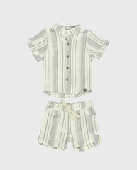 Conjunto Bermuda Bolsillos Rayas Bebe