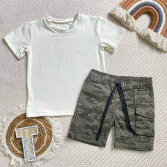 Conjunto Bermuda Camuflado Niño blanco