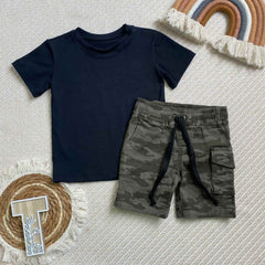 Conjunto Bermuda Camuflado Niño negro