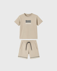 Conjunto Bermuda Deportivo Estampado beige