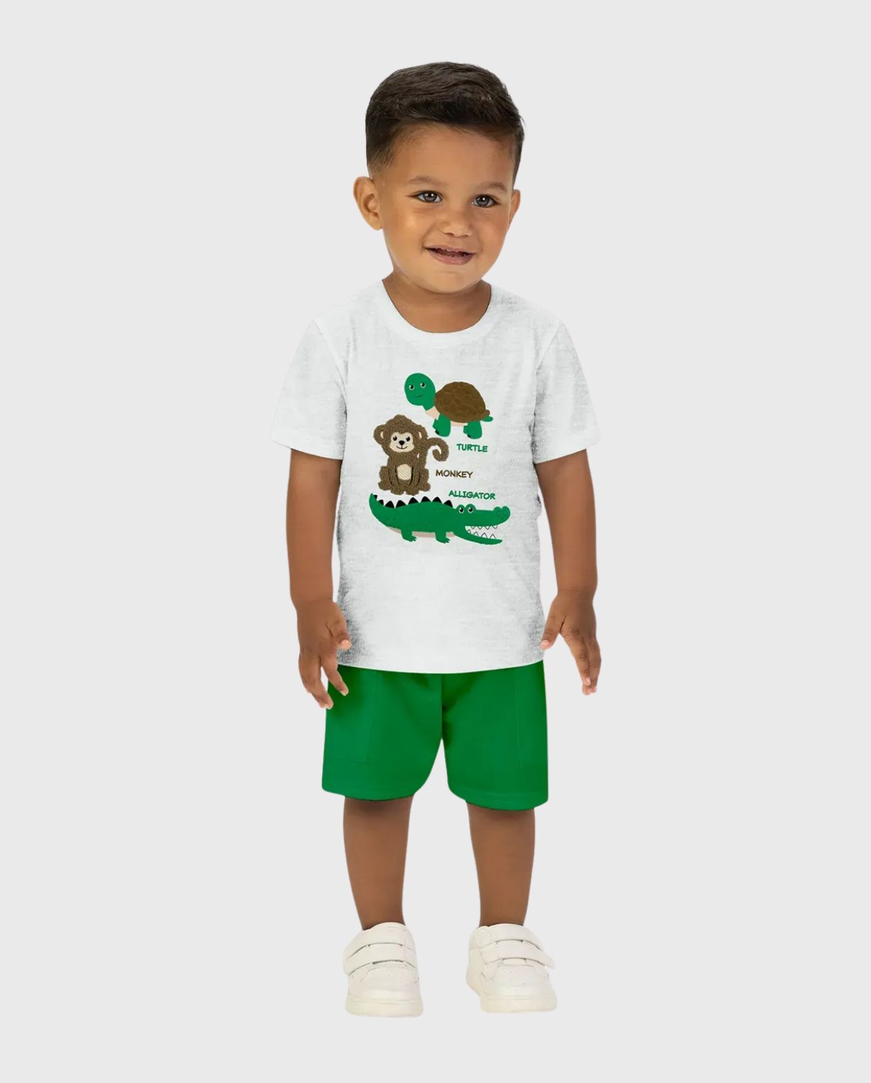 Conjunto Bermuda Detalle Mono Verde Kyly bebe