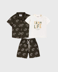 Conjunto Bermuda Estampado Elefante Grey