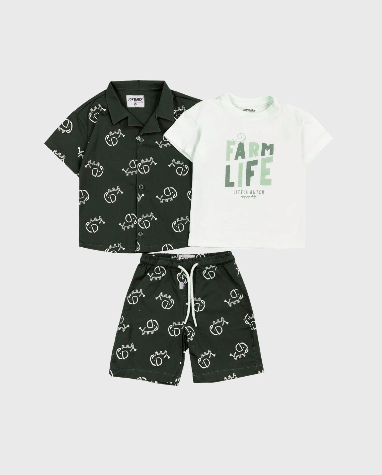 Conjunto Bermuda Estampado Elefante Verde