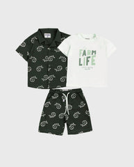 Conjunto Bermuda Estampado Elefante Verde